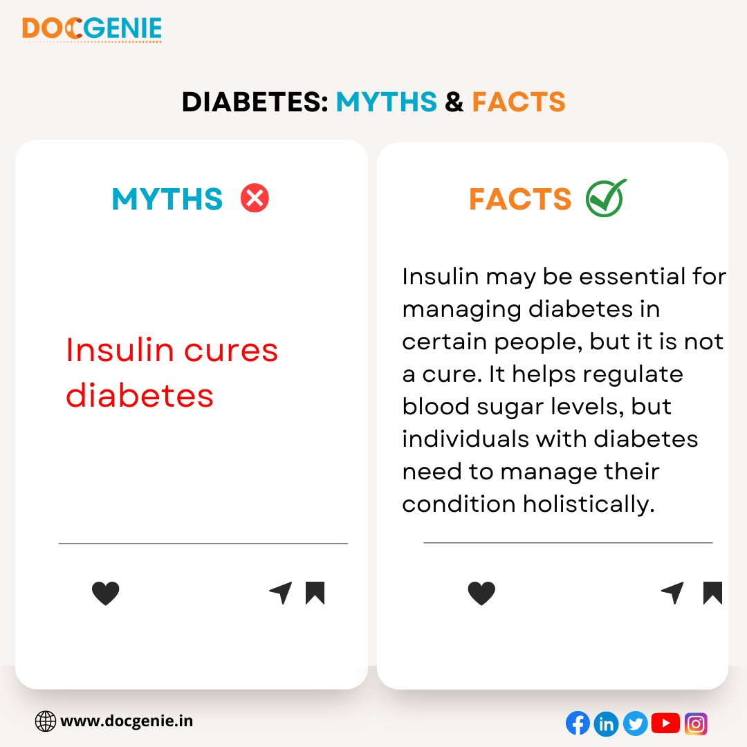 Take a step towards better diabetes awareness and education. Bust the myths and spread accurate information.

Consult with best diabetologist - docgenie.in/general-physic…

#DebunkingMyths  #healtheducation #diabetes #DiabetesMyths #DiabetesManagement