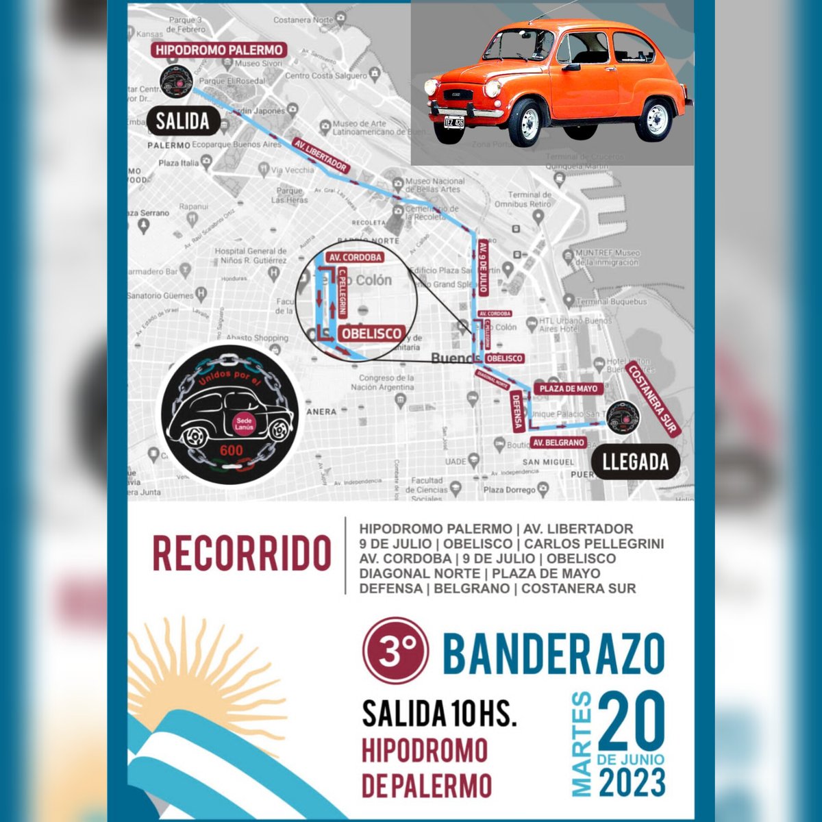 10 hs caravana de #Fiat600 #Fititos desde Hipódromo de #Palermo hacia Costanera Sur #YaTeLoAvisé