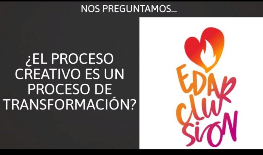 Hemos participado en #EDARCLUSIÓN dialogando y haciendo un recorrido de propuestas transformadoras en MOOCs 
con 
<a href="/javiergilquinta/">Javier Gil Quintana</a> de
<a href="/EducacionUNED/">Facultad de Educación de la UNED</a>  @javierlopez_martinez  
<a href="/TFnuria/">Nuria San Millán</a> de <a href="/TransformandoF/">Transformando Futuros</a> 

Nos preguntamos..

¿El proceso creativo es un proceso de transformación?