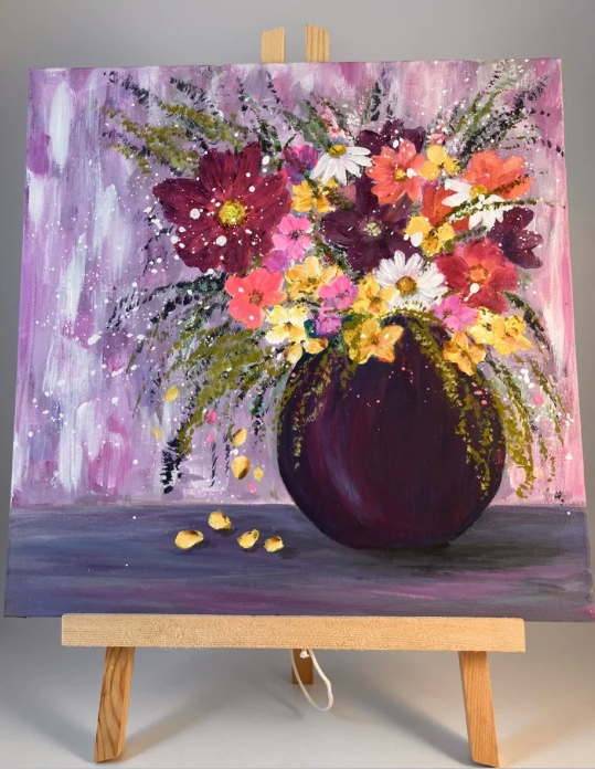 Grace on Twitter "💜🌸Vase of flowers in purple tones acrylic painting