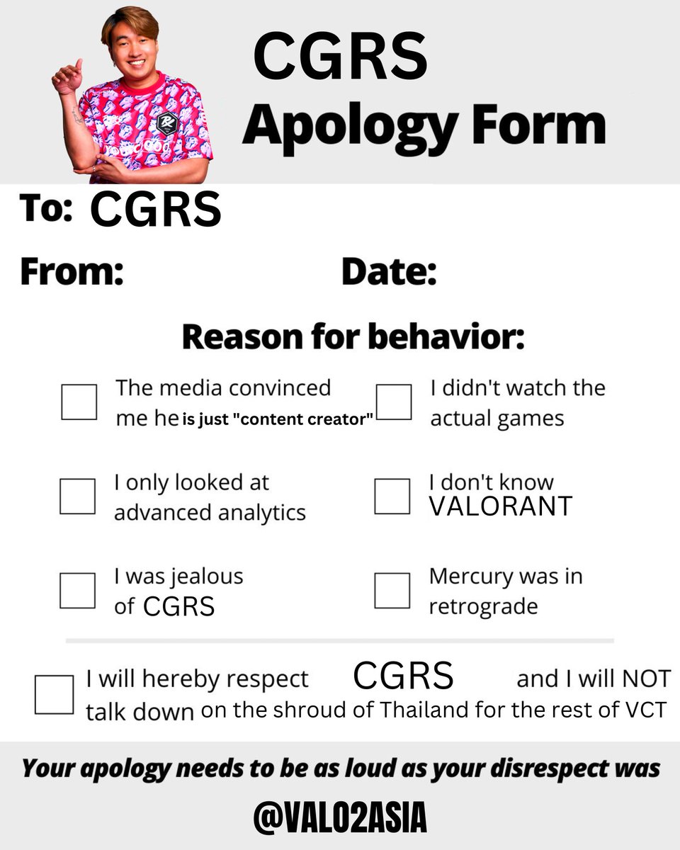 VALO2ASIA's tweet image. I'll be expecting your CGRS apology form on my desk by the end of the day

#VALO2ASIA #VALORANTMasters #CigaretteSKla