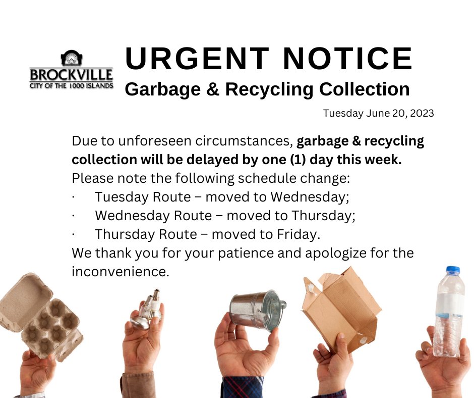 city-of-brockville-on-twitter-urgent-notice-garbage-recycling