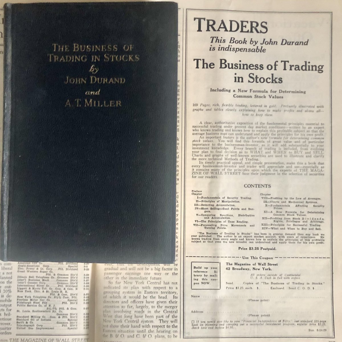 One of the books from Wyckoff’s ‘Magazine of Wall Street’ and it’s ad in the 8/24/29 edition one week before the market peaked.