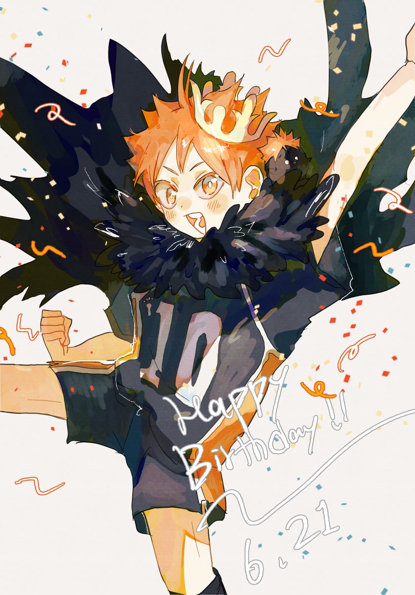 1boy male focus sportswear orange hair volleyball uniform confetti solo  illustration images