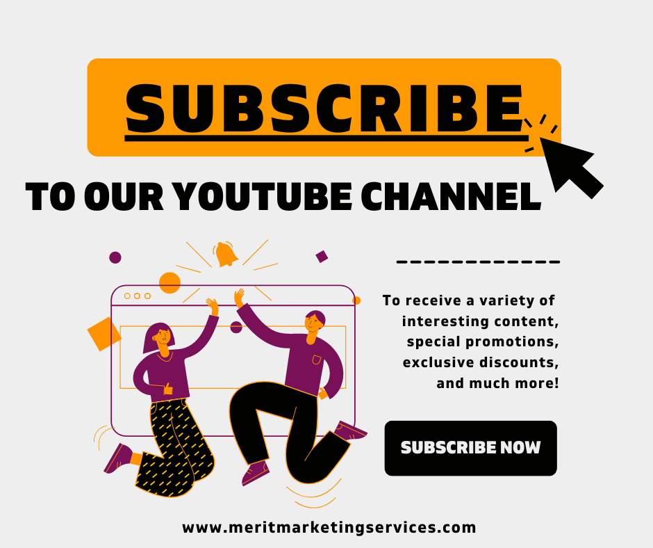 Subscribe to our YouTube channel and unlock a world of captivating marketing content, special promotions, exclusive discounts, and so much more! 

#SubscribeNow #MarketingContent  #MarketingCommunity #InnovativeMarketing #CreativeAgency #MeritMarketingServices #SmarterMarketing