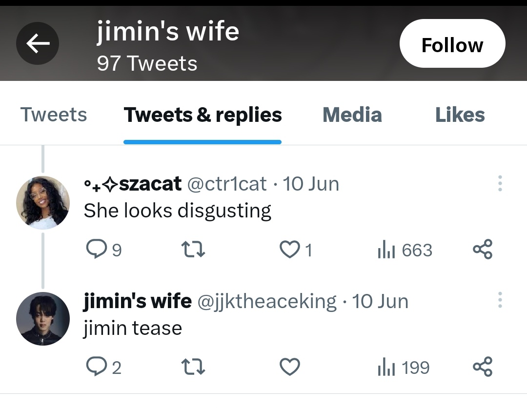 This person who is a Jm anti has been quoted by Weekend and that troll has changed thier @ and bio to Jm and you guys know how stan twt treats Jm :((

Kindly block and report please 🙏🙏

Link : twitter.com/jjktheaceking?…