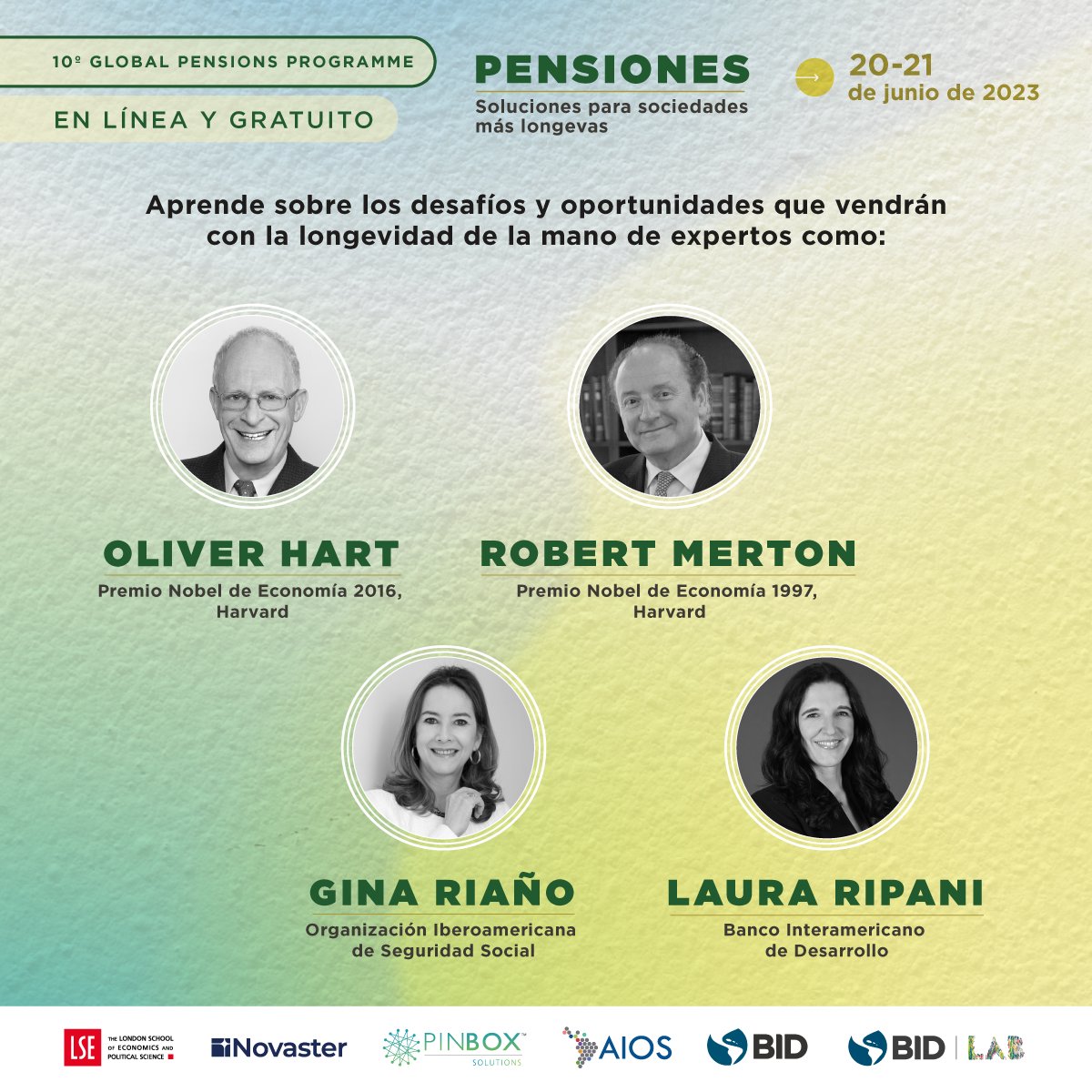 IDB_Lab's tweet photo. Únete gratis al #GlobalPensionsProgramme junto a @el_BID, @IDB_Lab, @LSEnews, @pinBoxSolutions, Novaster y AIOS y aprende todo sobre el #FuturoDeLasPensiones. Regístrate acá👉https://t.co/XWQkCDR41A https://t.co/p5CaNkCMEx