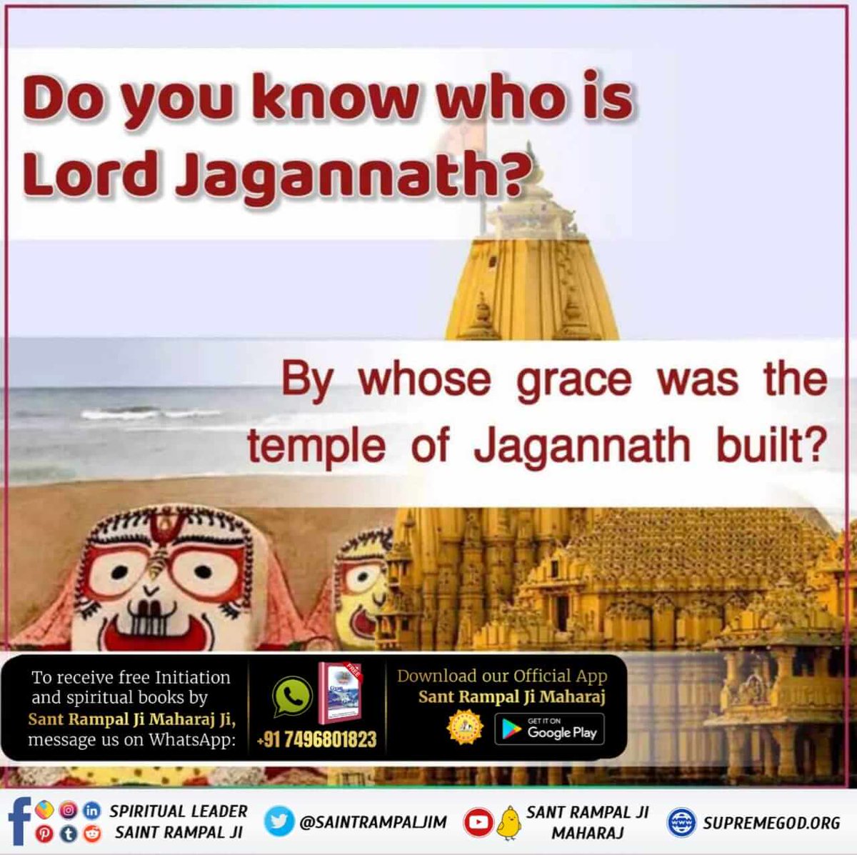 #TrueStoryOfJagannath
True jagannath is #GodKabir_Comes_In_All_4Yugas who is helped to make jagannath by stopping ocean from destroying the temple.