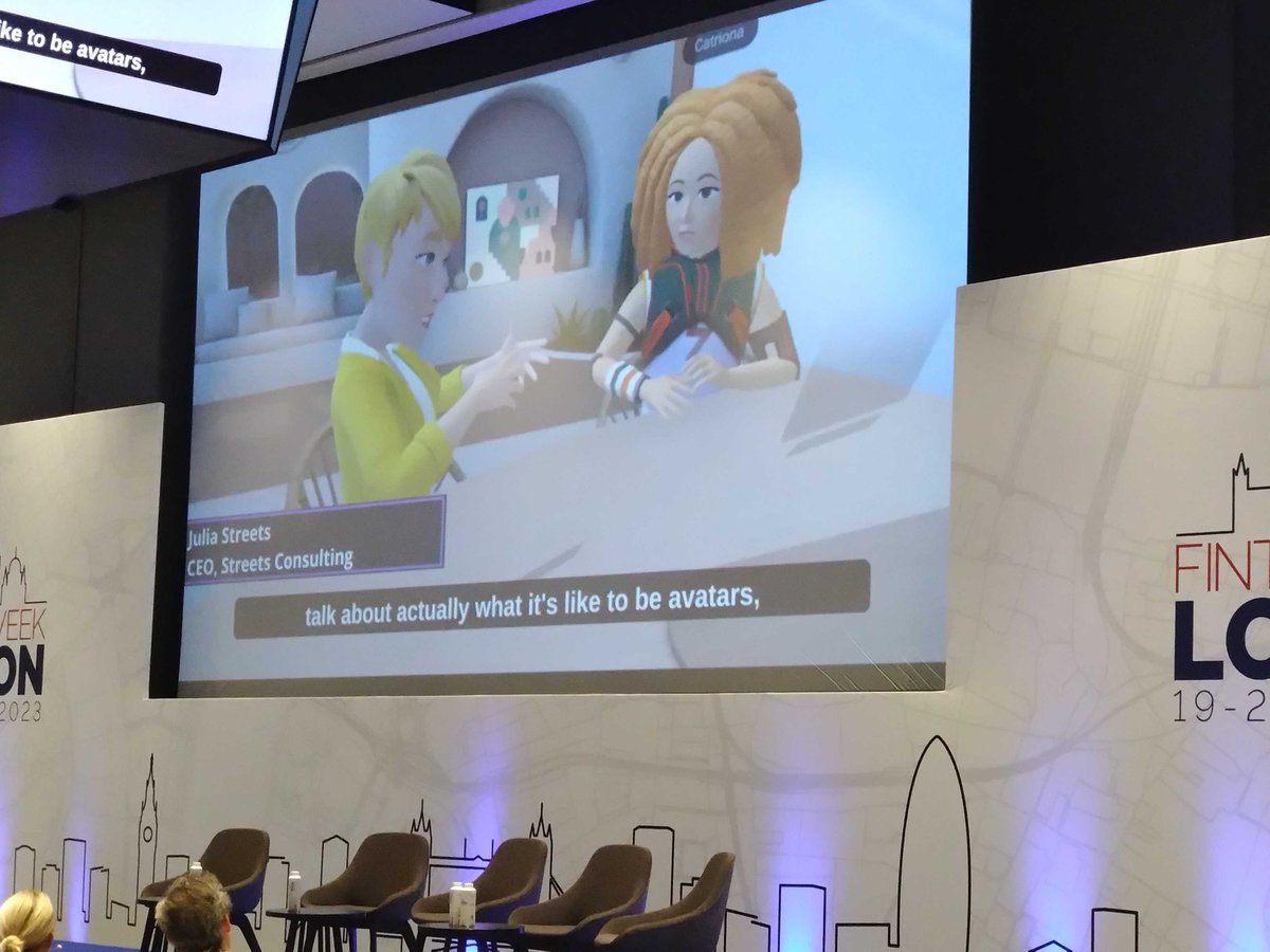 Fintech Week London (@fintechweekldn) on Twitter photo Fireside Chat: Responsible Metaverse <a href="/streets_julia/">Julia Streets</a> (<a href="/StreetsConsult/">Streets Consulting</a>) and Dr <a href="/catrionawallace/">Dr Catriona Wallace</a> (Responsible Metaverse Alliance).
"By the time your children leave secondary school, the metaverse will be the dominant way in which we live, work, study and play."
#FTWLondon2023 Fireside Chat: Responsible Metaverse <a href="/streets_julia/">Julia Streets</a> (<a href="/StreetsConsult/">Streets Consulting</a>) and Dr <a href="/catrionawallace/">Dr Catriona Wallace</a> (Responsible Metaverse Alliance).
"By the time your children leave secondary school, the metaverse will be the dominant way in which we live, work, study and play."
#FTWLondon2023