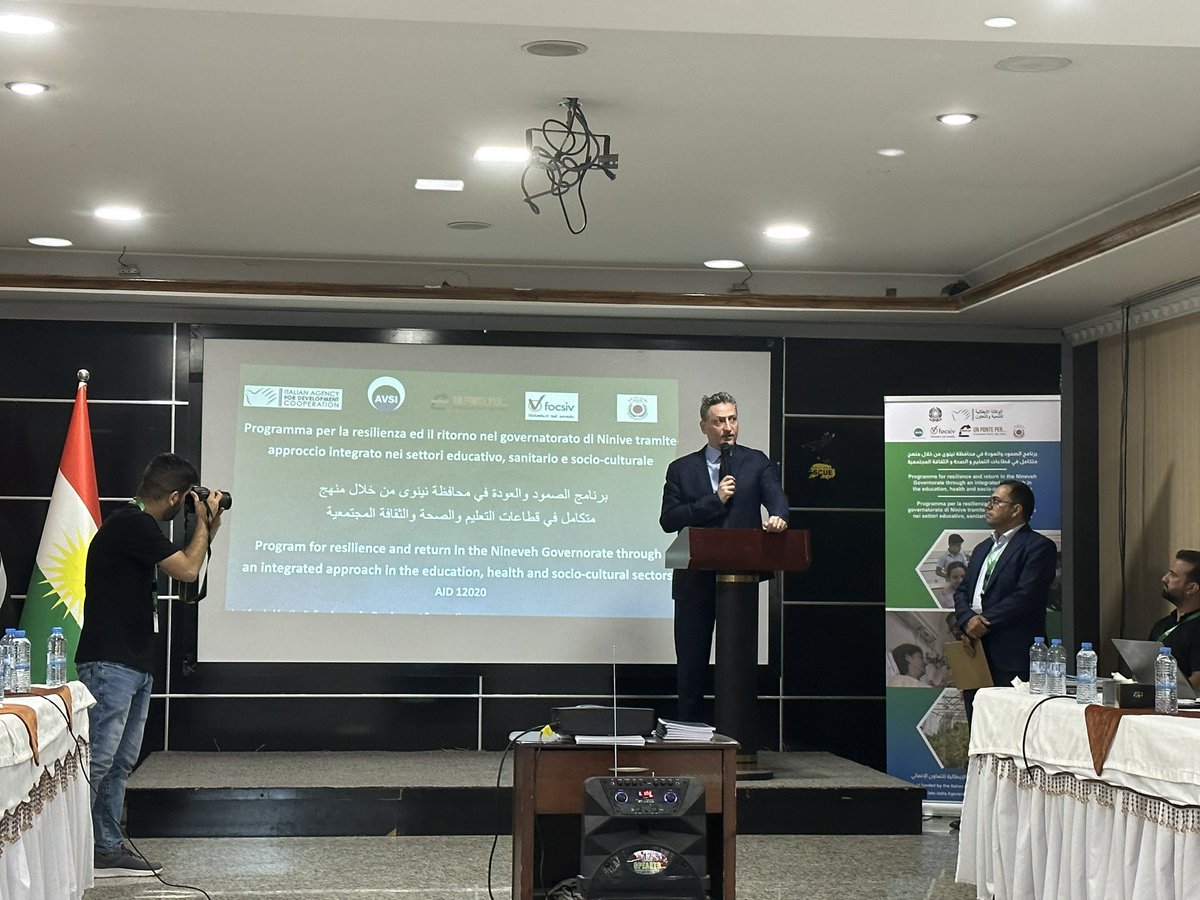 ItalyinKRI's tweet photo. In #Duhok, Consul #Camerota attended launch of the programme #Education #Health #Job for returning in Nineveh financed by #AICS and implemented by Italian NGO #AVSI #FOCSIV #UPP in partnership with local #YBDO @ItalyinIraq @AicsAmman @ItalyMFA_int @ItalyMFA https://t.co/9016u82qUO