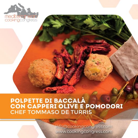 MedCookingCongr's tweet photo. Polpette di baccalà con capperi, olive e pomodori dello chef Tommaso de Turris 😍

#bytouristcommunication #medcookingcongress
#cheftommasodeturris #tommasodeturris #oltreiconfini #medcooking https://t.co/FujPXHLoKq