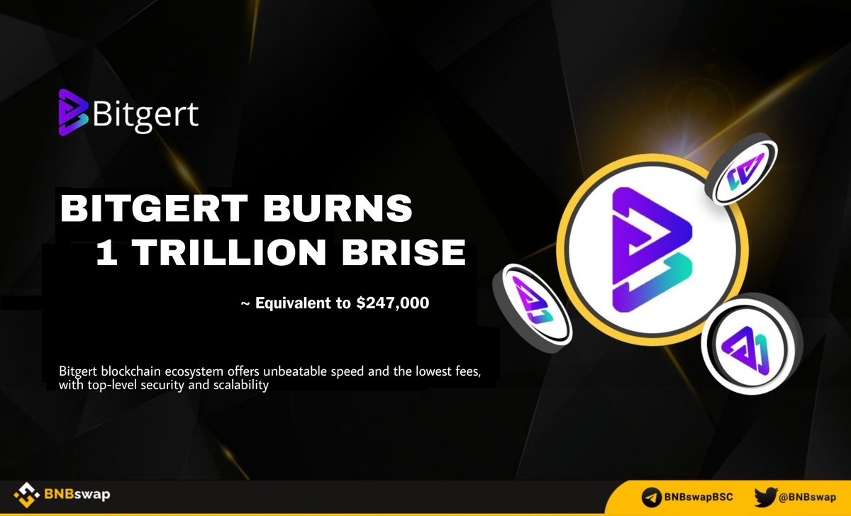 📢 <a href="/bitgertbrise/">Bitgert - $BRISE</a> has burned a total of 1 Trillion $BRISE 🔥

~ Equivalent to $247,000 💸

#Bitgert blockchain ecosystem offers unbeatable speed and the lowest fees, with top-level security and scalability 

#BRISE #NFT #NFTs #Web3 #Bitgertchain $BNB #Crypto #BSC #BNBchain