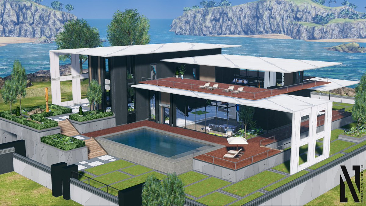 rin_pso2ngs's tweet image. こだわりのモダンなマイハウス！！
外観ほぼ完成しました
#メンテの日じゃないけどSSを貼る
#PSO2NGS_SS #クリエイティブスペース