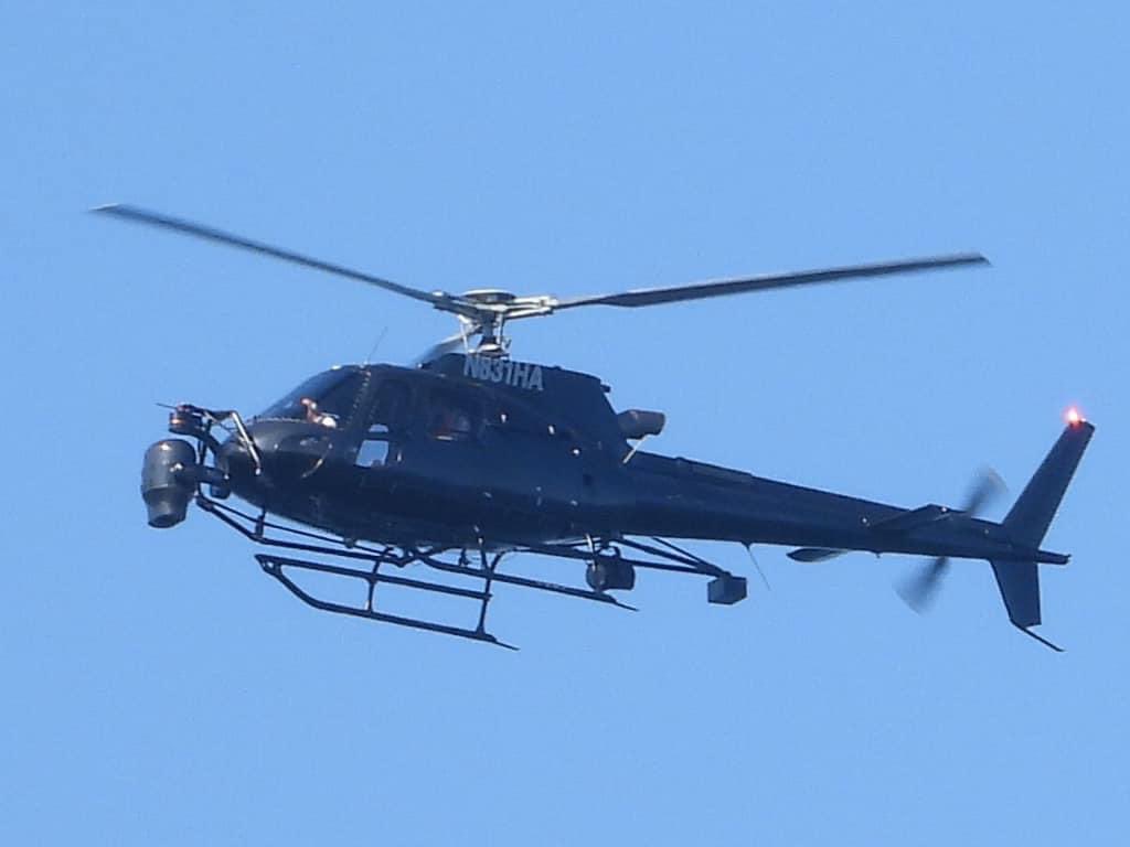 Then @xplorenantucket got this close-up shot which showed the helicopter’s N number. 

It's registered to 'Hollywood Astar LLC' out of Long Beach, CA.

That LLC is registered to the owners of 'Phenom Camera Ship' a 'high-speed high altitude pressurized filming platform'