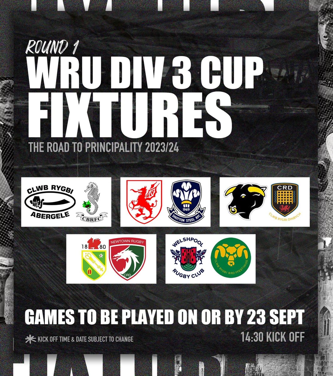 WRU DIV 3 CUP ROUND 1 DRAW 🚨

Now it wouldn't be a cup draw without us playing the Seahorses, would it?? Some tasty fixtures here. 

Good luck to all teams involved! 

#wearegele