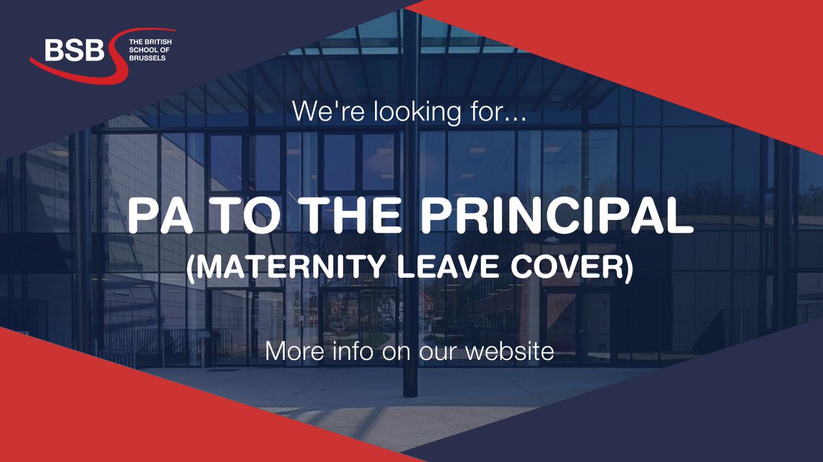 We're hiring! Apply on our website (deadline 29 June):

▶️PA to the Principal (Maternity Leave Cover): bit.ly/3PE0QTN

#schooljobs #educationjobs #brusselsjobs