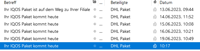 Wui_Toi's tweet photo. @DHLPaket Somit wäre eigentlich am 13.6. der Sendungsvorgang als "erledigt" anzusehen.
Tatsächlich erhalte ich aber seit dem für das Gleiche abgeholte Paket eine erneute Mail, dass es ins Fahrzeug beladen wurde und "heute" ankommt.
Gleiche Sendungsnummer - heute wieder - zum sechsten Mal https://t.co/LgBdZnrdAl