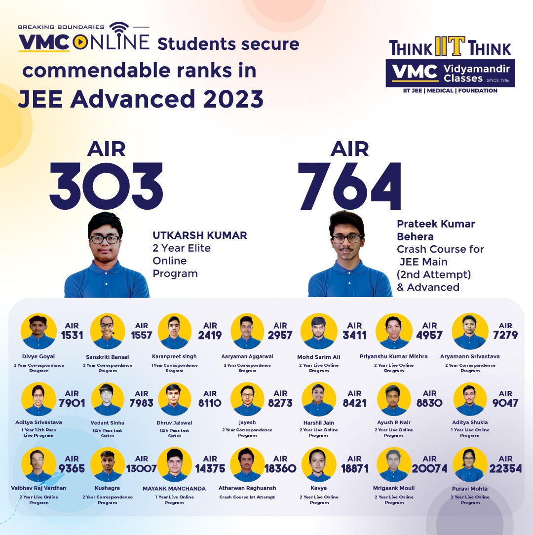 VMCChennai's tweet image. When dedication meets brilliance, success is inevitable! Our VMC Online students rock JEE Advanced 2023 with a knockout performance!

#VMCChennai #VidyamandirClasses #VMCTopper#VMCOnline #VMCOnlineResults#VMCStudents #JEEAdvancedResult2023#ThinkIITThinkVidyamandir#JEEAdvanced