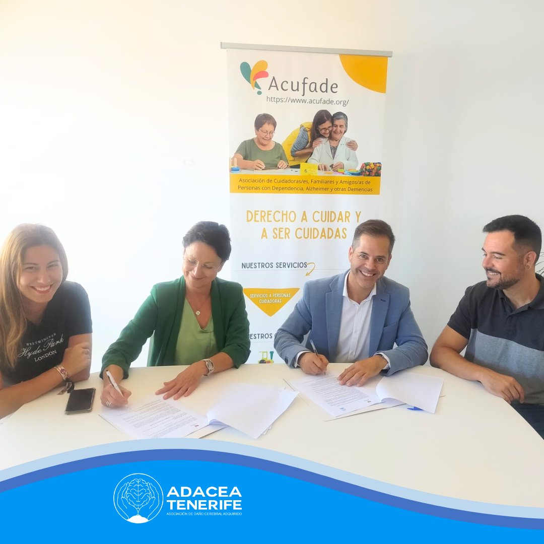 dcacanarias's tweet photo. 🖋 Ayer se firmó el acuerdo entre @acufadeoficial y 𝗔𝗗𝗔𝗖𝗘𝗔 𝗧𝗙 para el el apoyo, colaboración, protección y promoción de los cuidados.
ℹ Pincha en el enlace para ver la noticia completa: https://t.co/rJlW5WeMfc
#adaceatf #asociacion #dañocerebraladquirido #DCA #Acufade https://t.co/K2gb1sPTPx