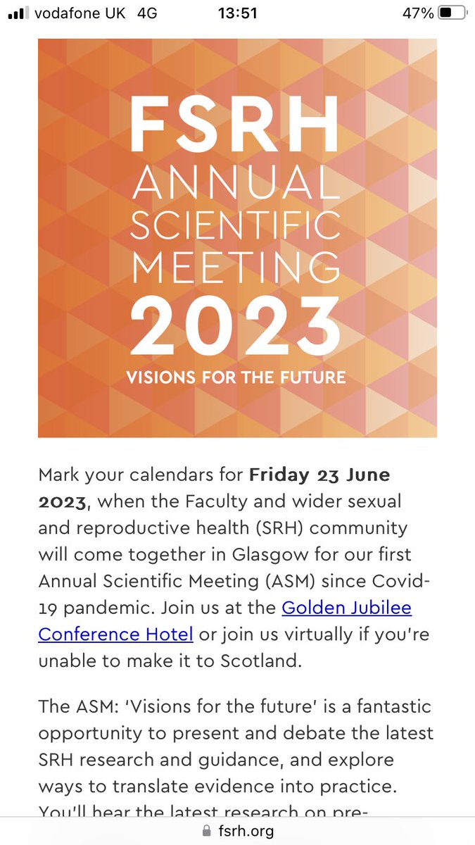 katecamCSRH's tweet photo. Who is coming to @FSRH_UK ASM? 
I am so looking forward to it! https://t.co/hsUdKY6xno