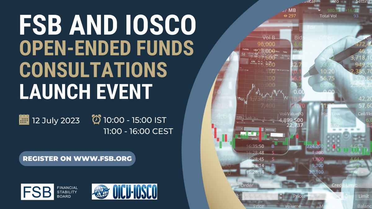 FinStbBoard's tweet photo. Join us and @IOSCOPress for an outreach event to discuss our consultation reports on liquidity risk and its management in #OpenEndedFunds on Wednesday 12 July online. Registration closes on Monday 10 July.
More details here: https://t.co/GvDin4tqLv.
#FinancialStabilty #Nonbanks https://t.co/wJY5iQO4jI
