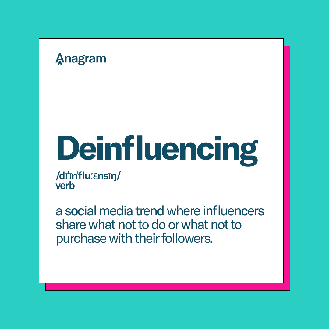 anagramhq's tweet photo. Deinfluencing is really just influencing at its core. Consumers crave honesty, and hearing what products you shouldn't buy is the latest form that this truth has been taking on TikTok. 

Read more in our post: https://t.co/UzARCpNnsE

#tiktokmademebuyit #influencermarketing https://t.co/KcJC2osoQ9