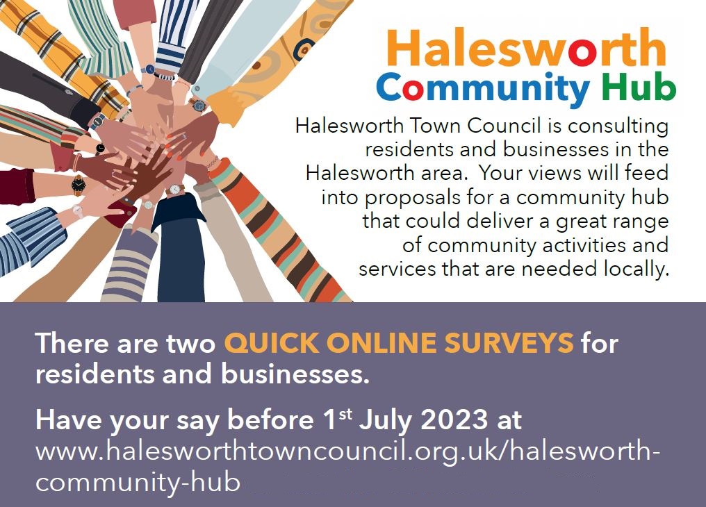A new #communityhub on Saxons Way is being considered for #Halesworth and the surrounding area - please share your views by completing the quick online survey by 1st July: halesworthtowncouncil.org.uk/halesworth-com…      <a href="/HalesworthTown/">Halesworth Town Council</a>