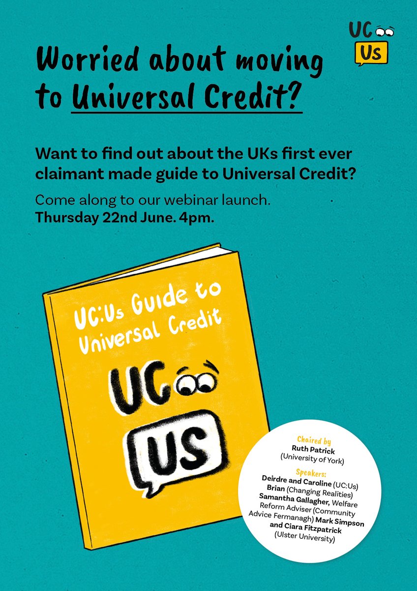 Confused about #UniversalCredit ? Let @UcUs_Now demystify #SocialSecurity. Our full, friendly and now updated guide ucus.org.uk relaunches this Thursday. Register york-ac-uk.zoom.us/webinar/regist…. Speakers include @Samanth01517162 @HousingRightsNI @C_Fitz_ @CommunitiesNI .