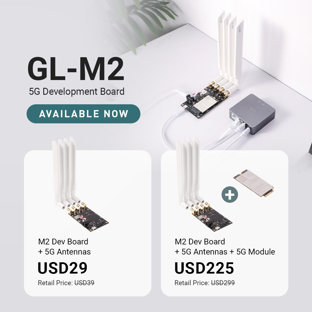 📢 Exciting news! Introducing our all-new #5GDevelopmentBoard: GL-M2! 🚀 It's finally here and ready for you to order! 🎉

Experience top-notch #5GConnectivity and enjoy a reliable internet speed for all your setups. 💪

Get yours now! 💥👇
bit.ly/43M9nrR

#GLiNet