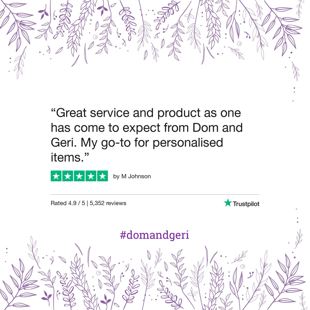 Incoming: Some lovely reviews from some wonderful recent customers on <a href="/Trustpilot/">Trustpilot</a> 

If you want to leave us a review about a recent product that you have purchased from us, head over to our Trustpilot page 👉 uk.trustpilot.com/review/www.dom…

DM us, or email us at info@domandgeri.com.