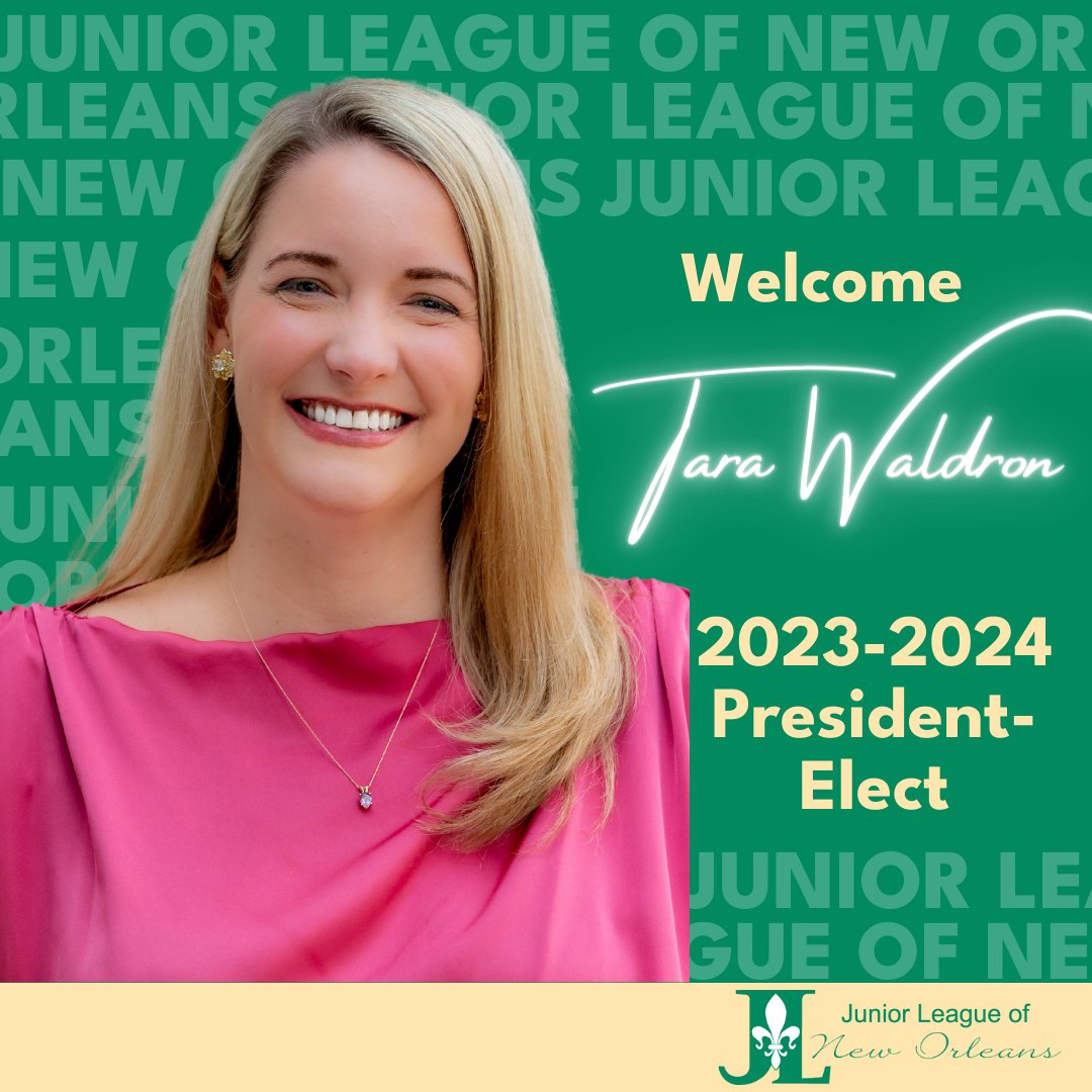 Let's extend a warm welcome to Tara Waldron- President-Elect of JLNO. The President-Elect, together with the President, holds the responsibility of governance &amp; management, ensuring the organization remains aligned with the Junior League of NO's mission, vision, &amp; strategic plan.