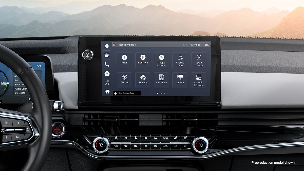Honda's tweet photo. The all-new Prologue is the first Honda SUV to integrate Google built-in, enhanced to keep drivers on their adventure. https://t.co/WNvrqWEmCp