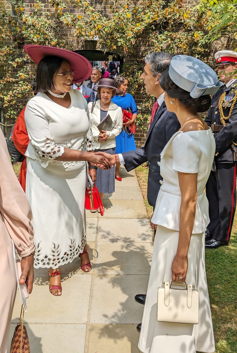 Acting High Commissioner Mrs Lubu Chibwe Nxumalo greets UK PM Rishi Sunak after attending His Majesty the King's Birthday Horse Guard parade. #TroopingTheColour2023