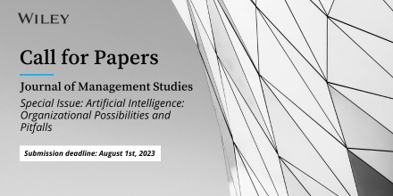 #CallforPapers 📣 @JMS_Journal is seeking papers for an upcoming #SpecialIssue, 'Artificial Intelligence: Organizational Possibilities and Pitfalls'.

📩 Submission Deadline: August 1st, 2023
Learn more 👉 ow.ly/ykuJ50NCHbu