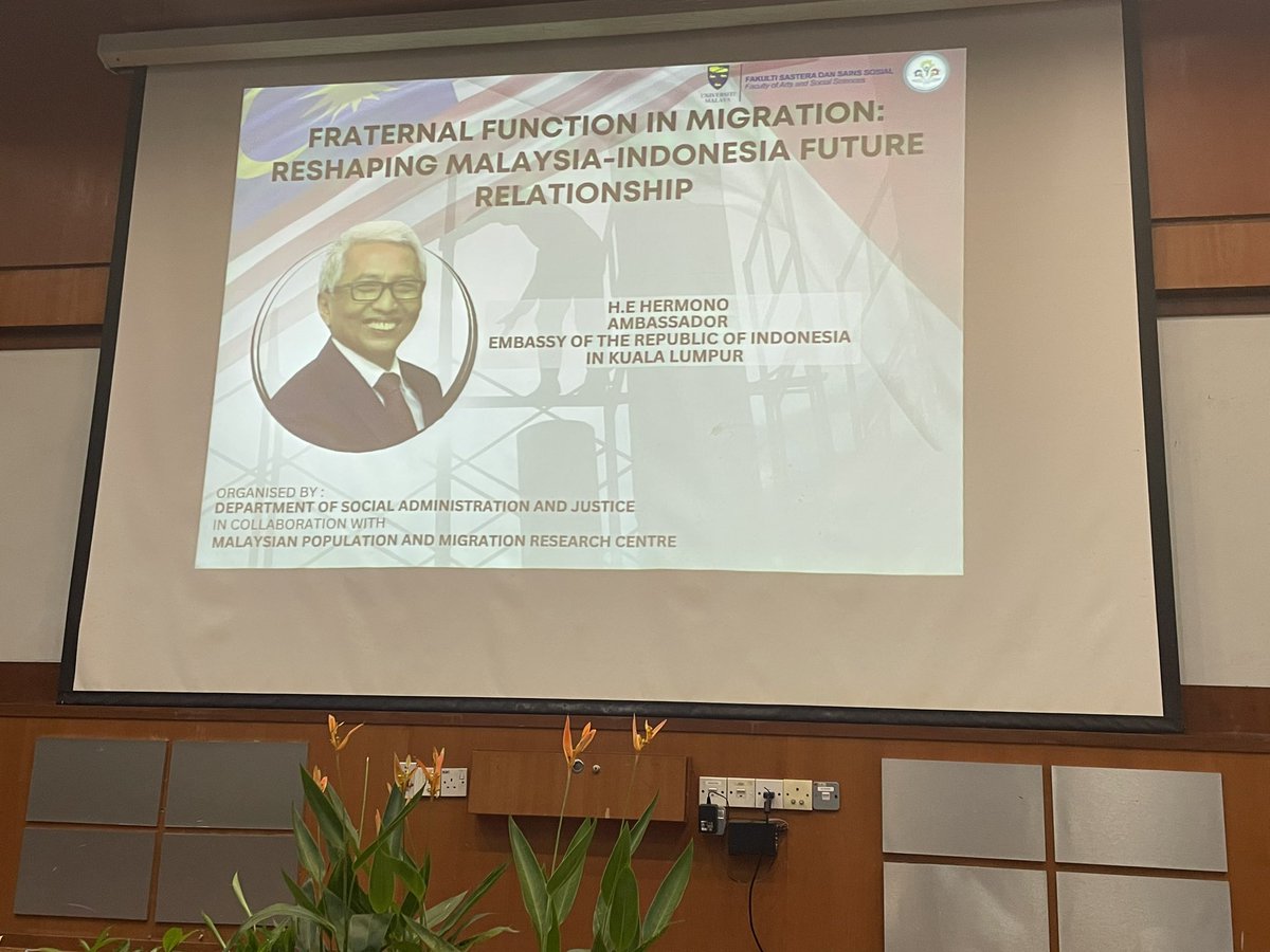 Honored to speak next to Ambassador Hermono today at  <a href="/UniversitiMalay/">Universiti Malaya</a>, discussing migration between Indonesia and Malaysia, and how to ensure migrants are protected. Migration can benefit us all— if well managed and well governed.