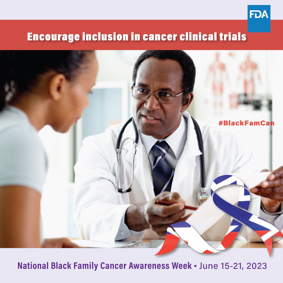 Black individuals with cancer participate in #ClinicalTrials at lower rates than White individuals. This National Black Family Cancer Awareness Week, we’re spreading awareness and the need for #HealthEquity in clinical trials. #BlackFamCan (@US_FDA)