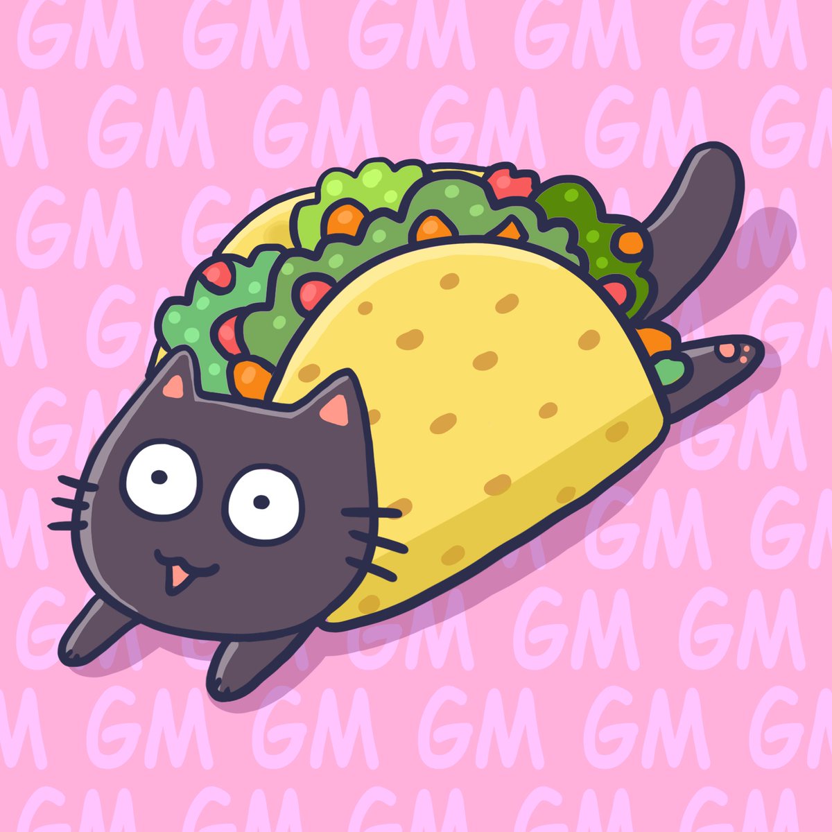 😻 It’s THE DAY! 😻Taco Tuesday with a little extra! 🌮
#CrazyCatDamsels #NFT #GM #TacoTuesday #Neko #Kawaii #Art