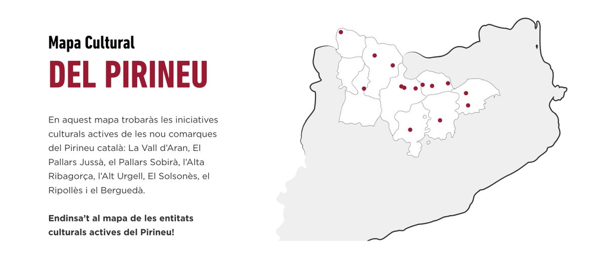 latracacultural's tweet photo. Ei! Ja has visitat el #mapacultural del #Pirineu al nostre web?

📲Pots filtrar per iniciatives i esdeveniments, i per àmbits (arts escèniques, teatre, cinema, circ, dansa...)

👉https://t.co/UO9lEUxBVd https://t.co/tMkx4CSgoW