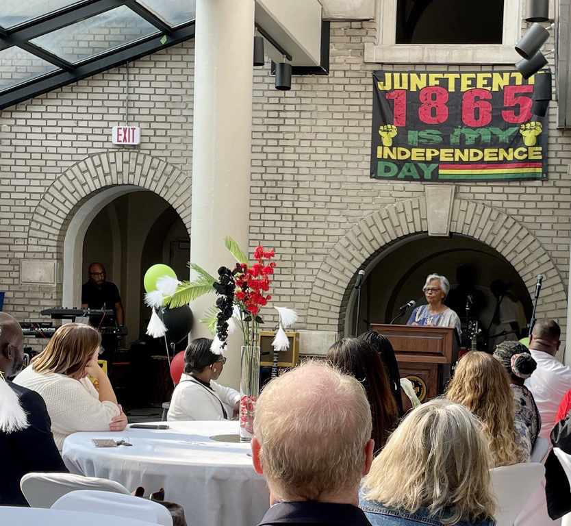 DRBC1961's tweet photo. The DRBC had a great time celebrating #Juneteenth2023 with the @TrentonAAFest! On Friday, June 16, staff participated in the kickoff event at the NJ State Annex &amp; also exhibited at Saturday's #Juneteenth celebration at @MercerCoParks. Thanks for having us! https://t.co/xJZR2b6lR6