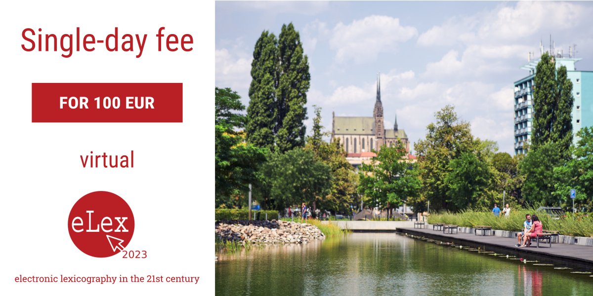 elex_conference's tweet photo. Join the eLex 2023 conference on Electronic #Lexicography in the 21st Century from the comfort of your own screen! 🌐💻
🎟️ Register as a virtual participant for just 1 day! Explore cutting-edge lexicographical advancements. 📚✨
https://t.co/iuTBwAsNY1 https://t.co/XEAt7SVBjX