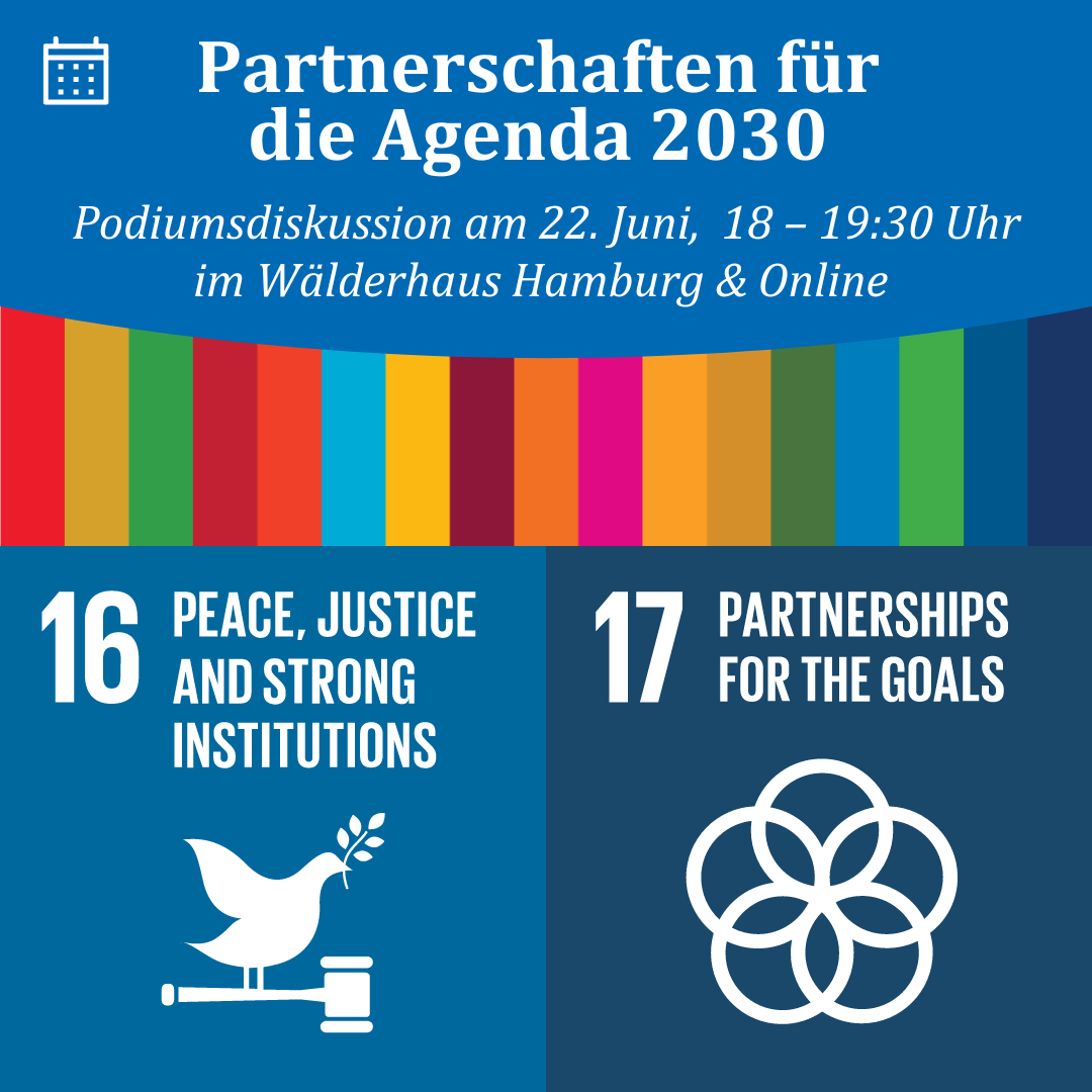 Wo stehen wir bei der Erreichung der 17 SDGs? Und wie können Partnerschaften helfen die Ziele zu erreichen? Dazu diskutieren am 22.6. unsere Expert*innen im Podium und mit dem Publikum. Anmeldung und Infos auf unserer Website. In Kooperation mit @dgvnev, @engagementglobal. 
#SDGs