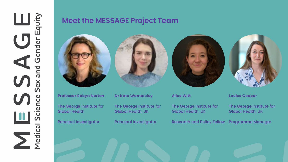 MESSAGE_TGI's tweet photo. You've been following us for a while and we're excited to have you here. We’re going to tell you a bit about what we are doing @MESSAGE. For starters, meet the project team. Get in touch with us if you'd like to be involved! #sexandgenderdifferences @georgeinstitute @GeorgeInstUK https://t.co/ZsdWJtx2I0