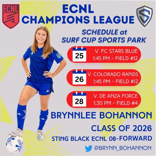 The schedule is set. Time to compete. Come watch us take on great competition. See you in San Diego! 
#doyourjob 
@TopDrawerSoccer @ECNLgirls @PrepSoccer @ImYouthSoccer @StingECNL08