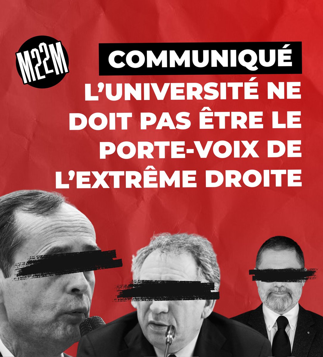 📢 L'université ne doit pas être le porte-voix de l'extrême droite !
Communiqué des organisations des travailleur·ses et étudiant·es de l'UPPA à propos du colloque "La politique contre le droit". Notre université ne pas servir de tremplin à l'extrême droite et à ses idées ⬇️