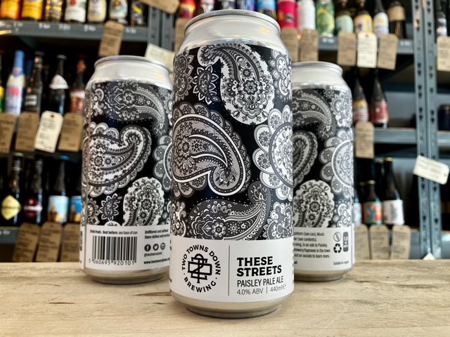 🆕🏴󠁧󠁢󠁳󠁣󠁴󠁿 Two Towns Down’s These Streets is a light, crisp and easy drinking Pale Ale. Fresh and citrusy.

Available for delivery, Click &amp; Collect, or over the counter.