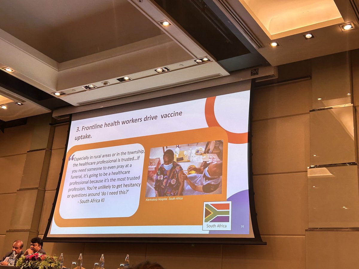 Highlights from #VARN2023. In most settings frontline health workers are the most trusted source of information for vaccinations. However, we are often not trained in social behavioural change communication. Initiatives such as ⁦⁦⁦@AUBingwa help to bridge this gap.