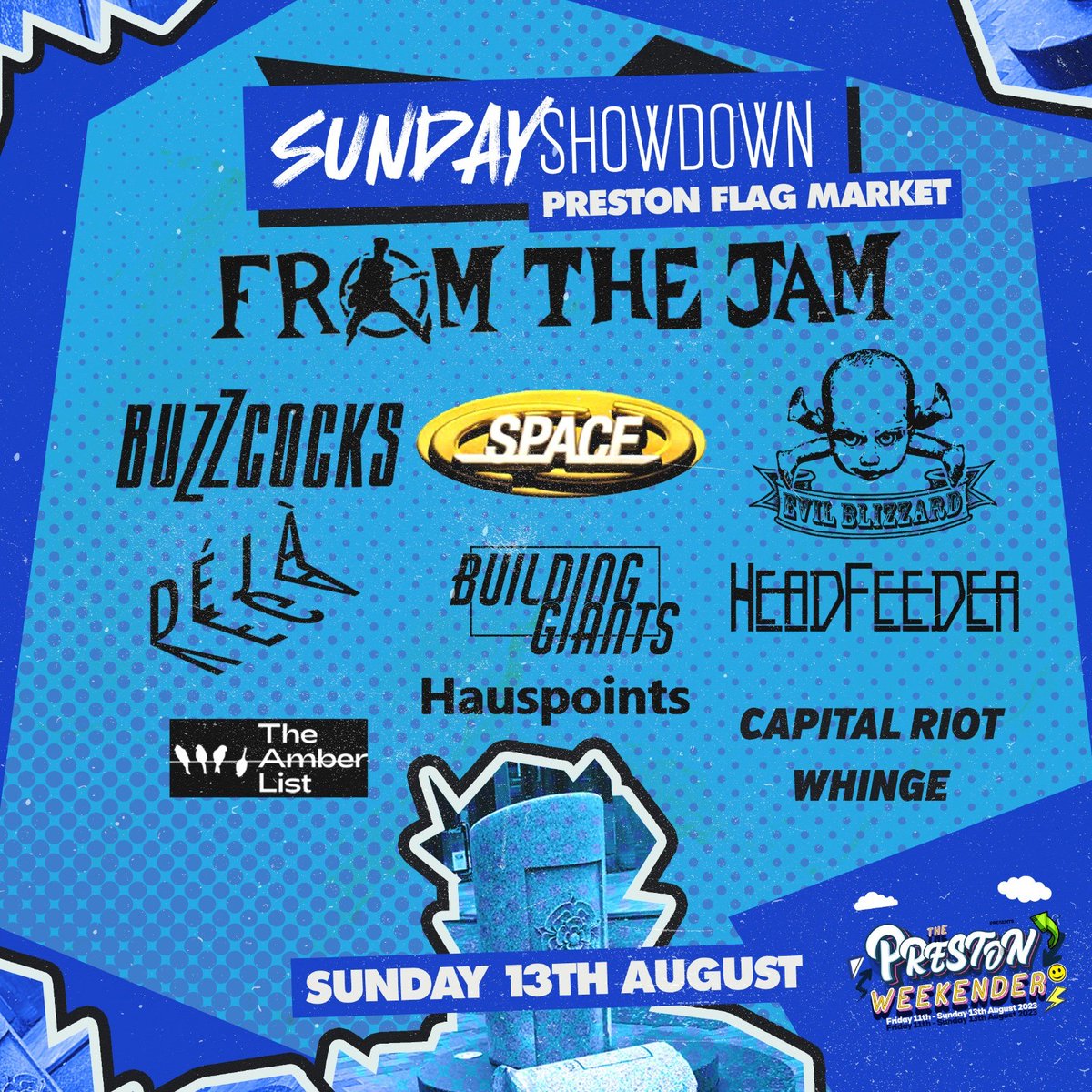 The Preston Weekender - 'Sunday Showdown' line up announced.

‘From The Jam’, will join ‘Buzzcocks’ and ‘Space’ at the open-air gig on Sunday 13th August.

Tickets/Info: theprestonweekender.com