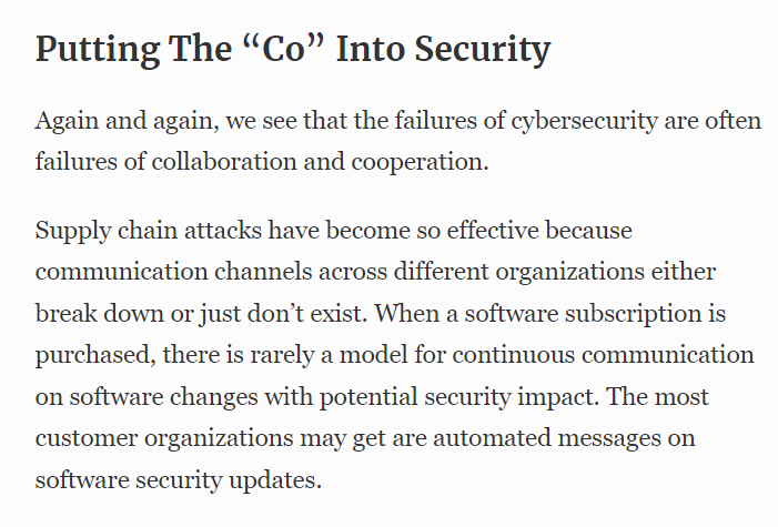 WithSecure's tweet image. Traditional Cybersecurity Just Isn’t Good Enough Anymore

NEW from our CISO @chrisbejz

Read this if you want to understand #CoSecurity and why collaboration is the key to achieving #OutcomeSecurity and elevating the future of #cybersecurity&amp;gt;&amp;gt; forbes.com/sites/forbeste…