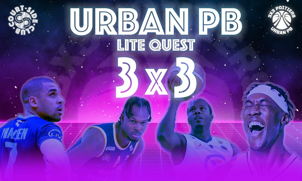 RDV à Poitiers Samedi 24 juin pour l'Urban PB Lite Quest <a href="/3x3poitiers/">3x3poitiers</a> !!! Avec une team CourtSideClub très solide composée de <a href="/thalienk07/">kevin thalien</a> <a href="/ValentinChery42/">Valentin Chery</a> <a href="/aya__jallier/">Aya Jallier</a> &amp; <a href="/gwadafou/">fabien bondron</a> 🏀

Passez nous voir !

#3x3basketball #Poitiers #3x3poitiers #basketball🏀
#CourtSideClub
