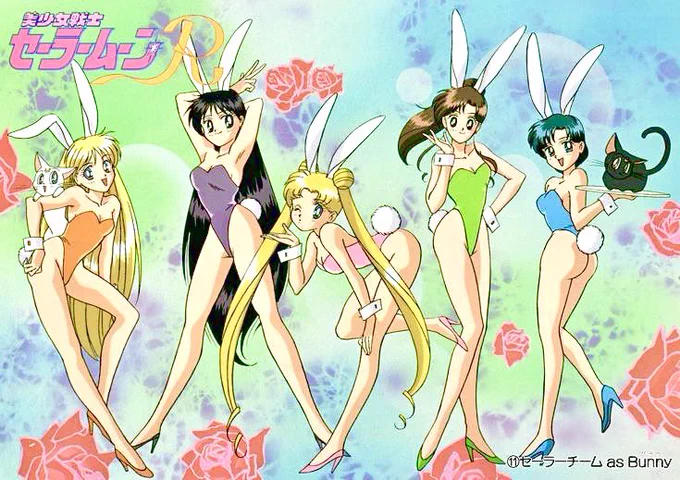 バニーガールなセーラー戦士 あらまぁハイレグTバックですよ 亜美ちゃんらしからぬ大胆さお尻丸見え そしてレイちゃん……ハイレグすぎて壮絶です しかし何故赤じゃなく紫……セクシャルバイオレットNo.1を狙っているのですか